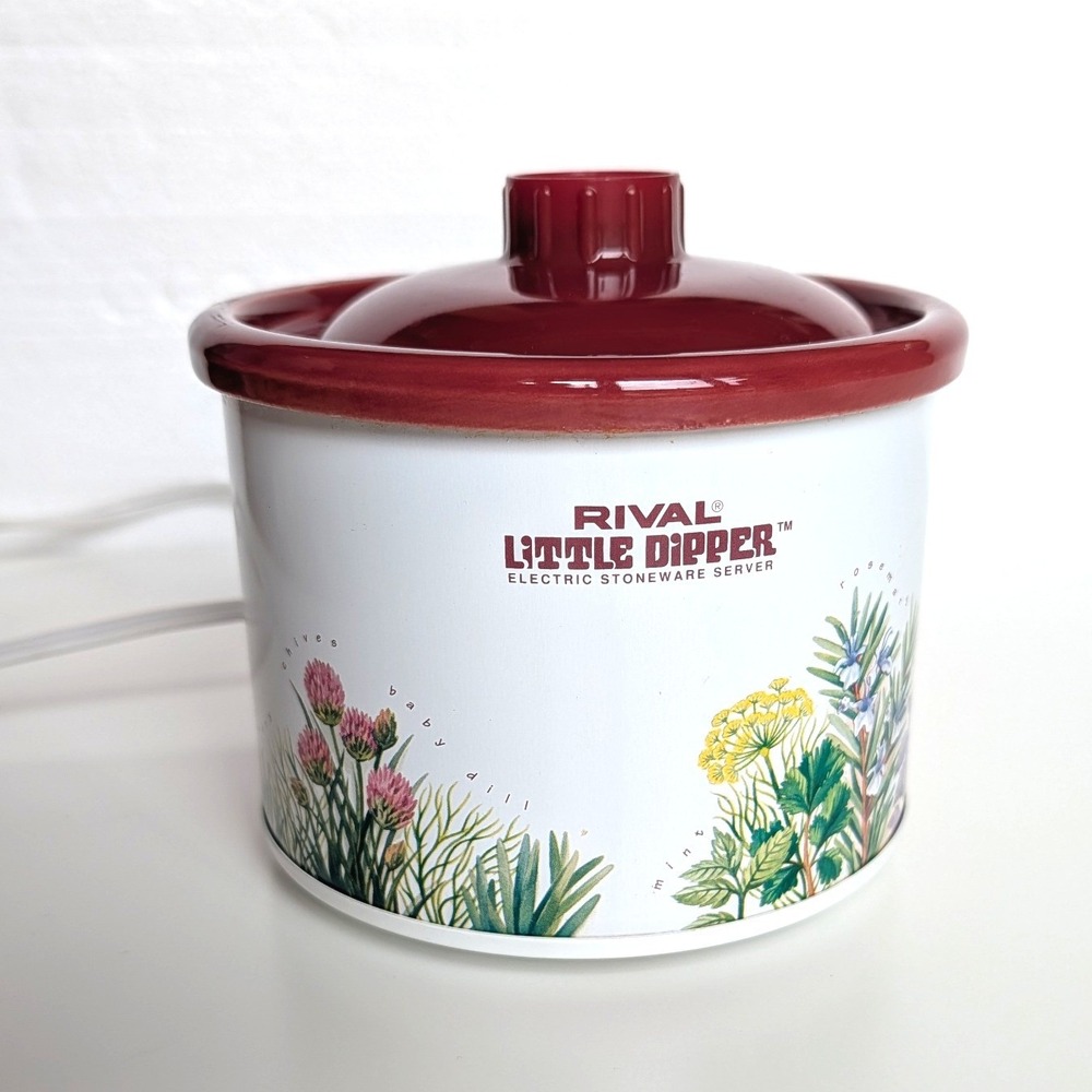 Rival Little Dipper Electric Stoneware Server 3204 Botanical Herb 16oz Tested